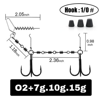 9KM Fishing Stinger Rig Treble Hook with Sinker Weight for Soft Bait Fishing Rig with Spring
