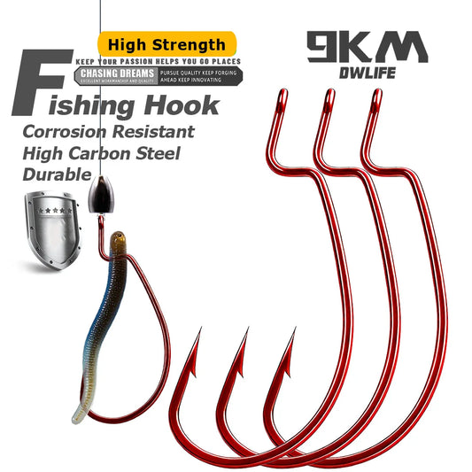 Red EWG Worm Hook 25-100pcs Offset Fishing Hook