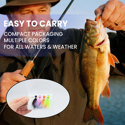 Crappie Fishing Jigs Hook Kit 5pcs Hand-Tied Marabou Jig for Trout Magne