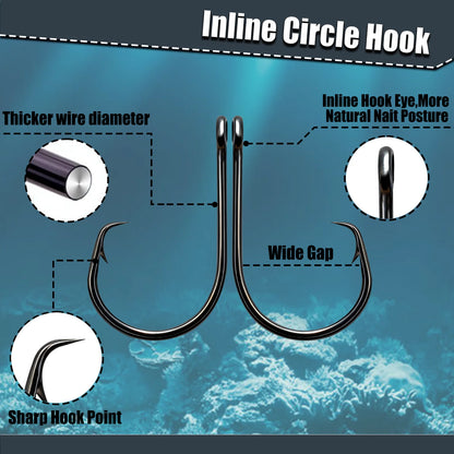 Inline Circle Hook 25-100pcs 3X Strong Sharp Barbed Fishing Hook