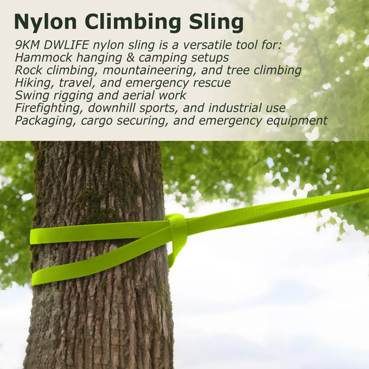 Climbing Sling 3pcs Greem Sling 16mm Nylon Webbing UIAA Certified, 23kN Strength for Rock Climbing Mountaineering