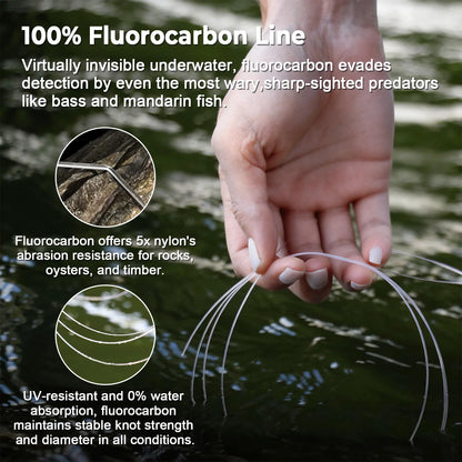 9KM Fluorocarbon Fishing Leader Set with Rolling Snap Swivels