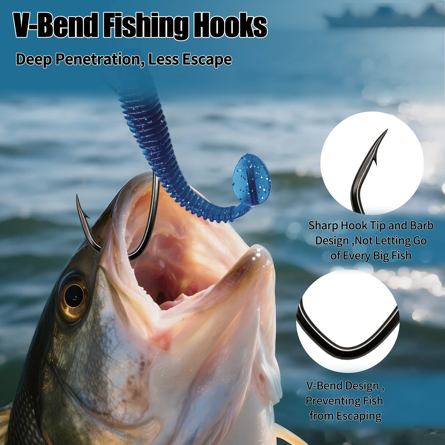 9KM Fishing Hook 25-100pcs High Carbon Steel Live Bait Hook Offset