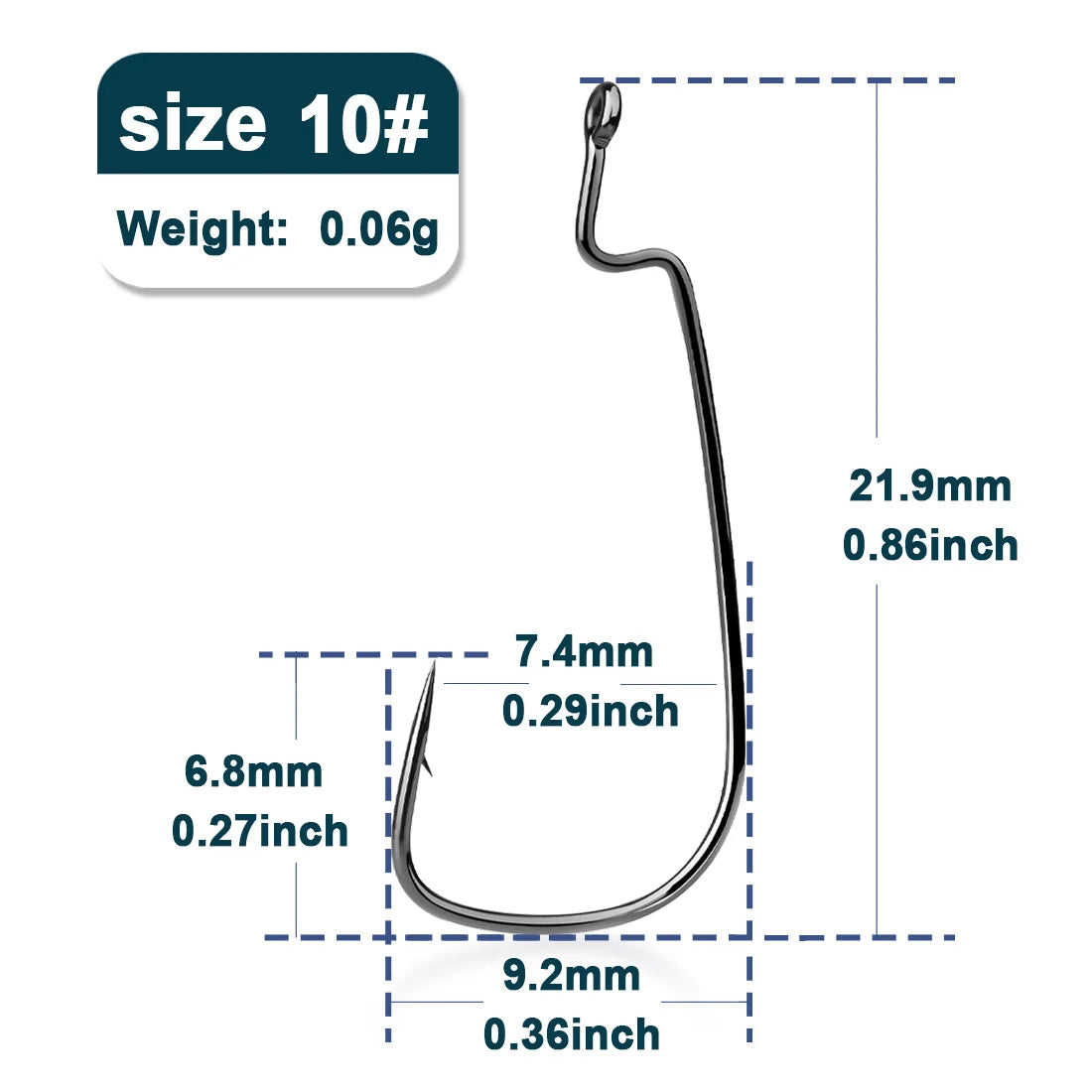 Ewg Hooks 50Pcs Bass Fishing Texas Rig Hooks Wide Gap Offset Worm Fish – 9km-dwlife