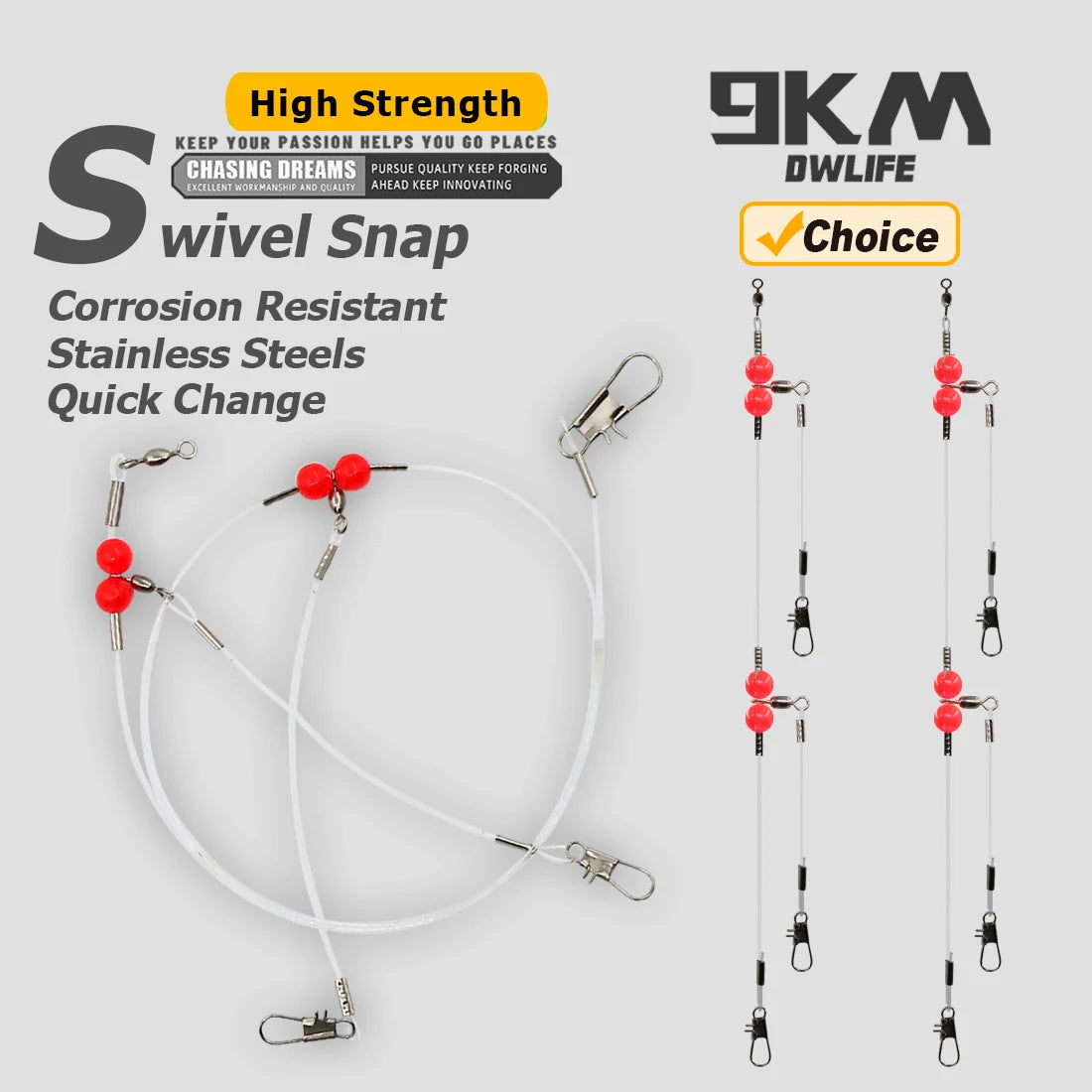 Hook Connectors 3 Way Swivel Fishing Rig Set