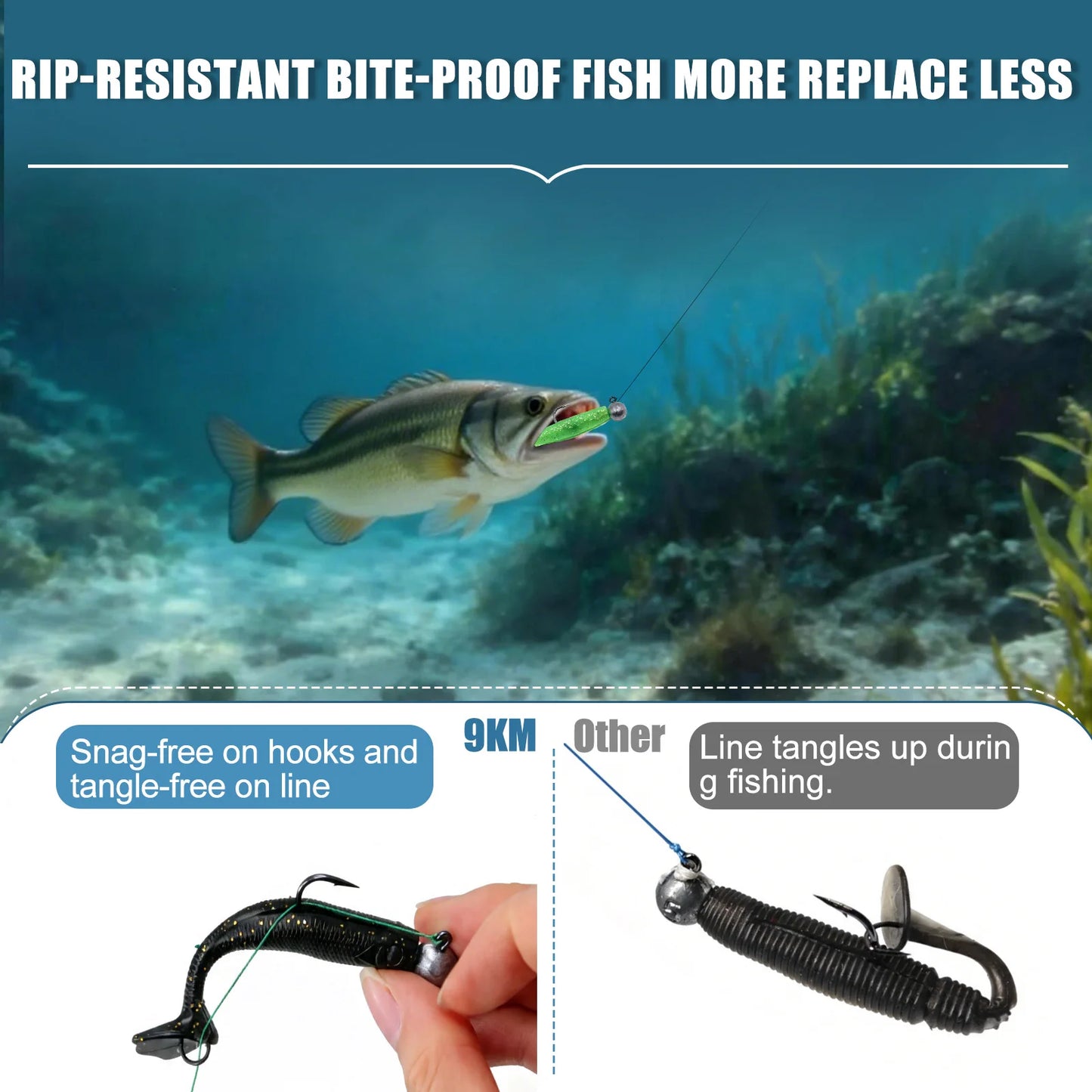 Soft Fishing Lure 5pcs/Set for Bass Fishing Paddle Tail Swim Baits Double Hooks Catfish Bait T-Tail Lures