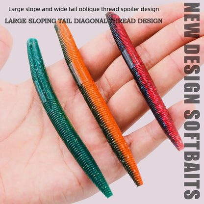 Soft Fishing Worm Lures for Bass Plastic Worm Stick Baits