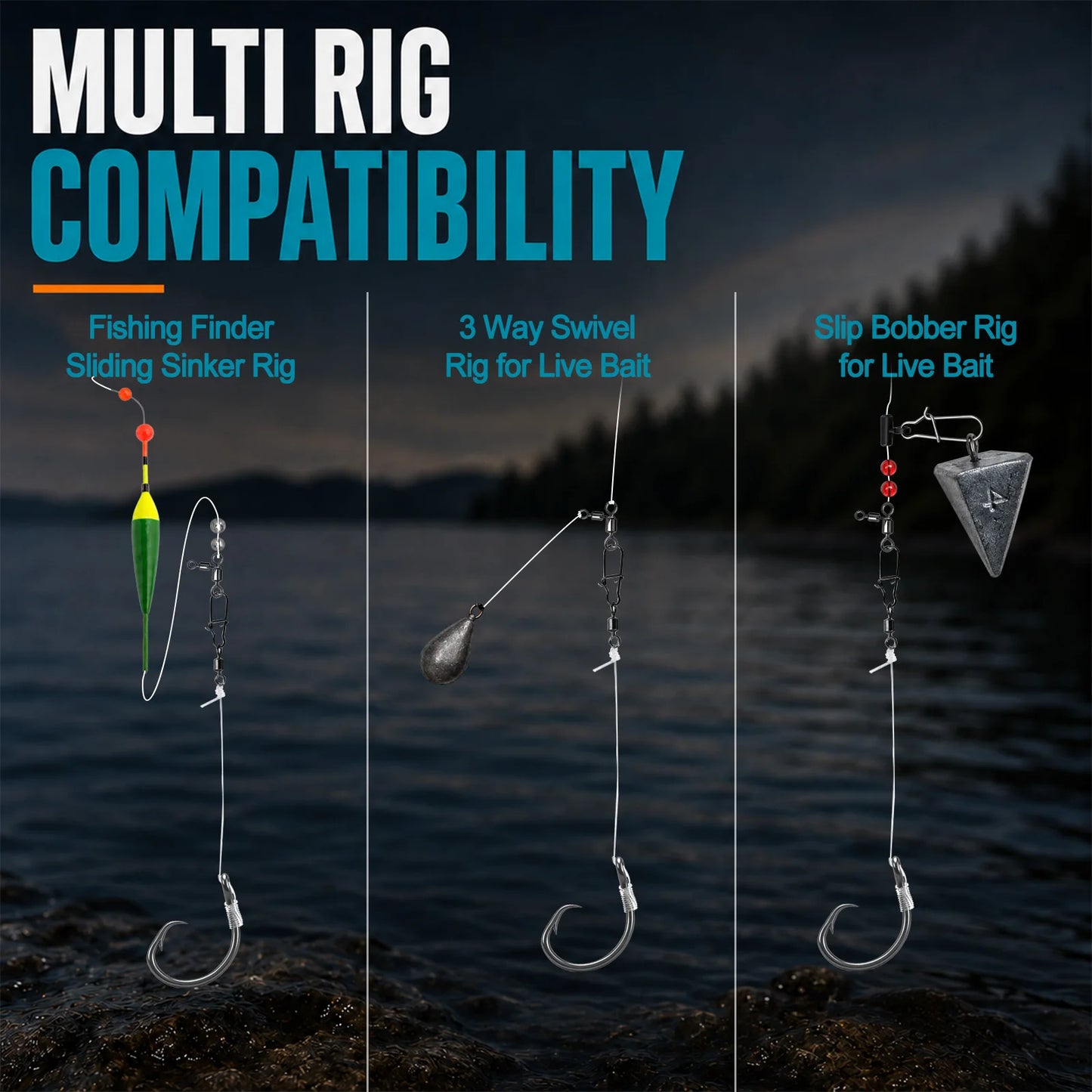 9KM Pre-Tied Inline Circle Hook 5-10pcs 4X Strong Non-Offset Fishing Hook with Leader Line for Surf Rig Saltwater