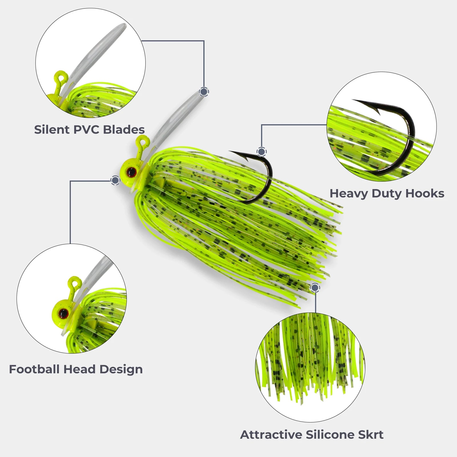 Chatterbait Jig Lure Rubber Jig Lure with PVC Blade