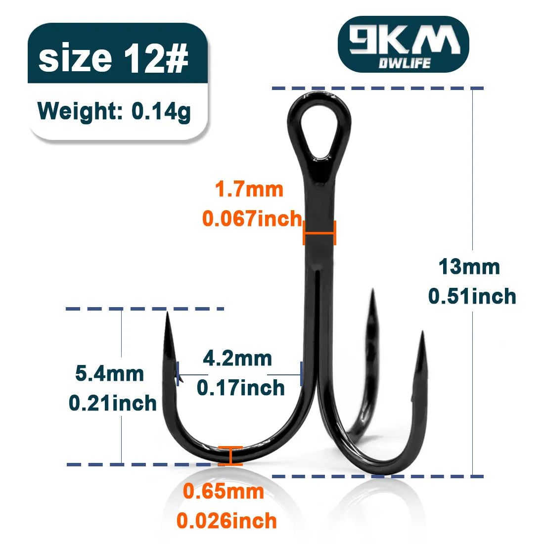 9KM Fishing Treble Hooks High Carbon Steel Brabed Sharp Triple Hook Fi –  9km-dwlife