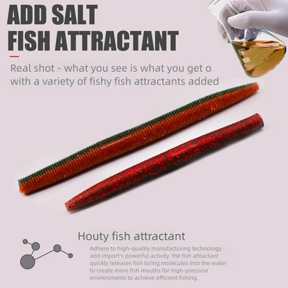 Soft Fishing Worm Lures for Bass Plastic Worm Stick Baits