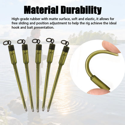 PVA Bag Stems For Carp Fishing 5pcs Translucent Green Quick Change Inline Lead Rubber Tube