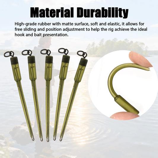 PVA Bag Stems For Carp Fishing 5pcs Translucent Green Quick Change Inline Lead Rubber Tube