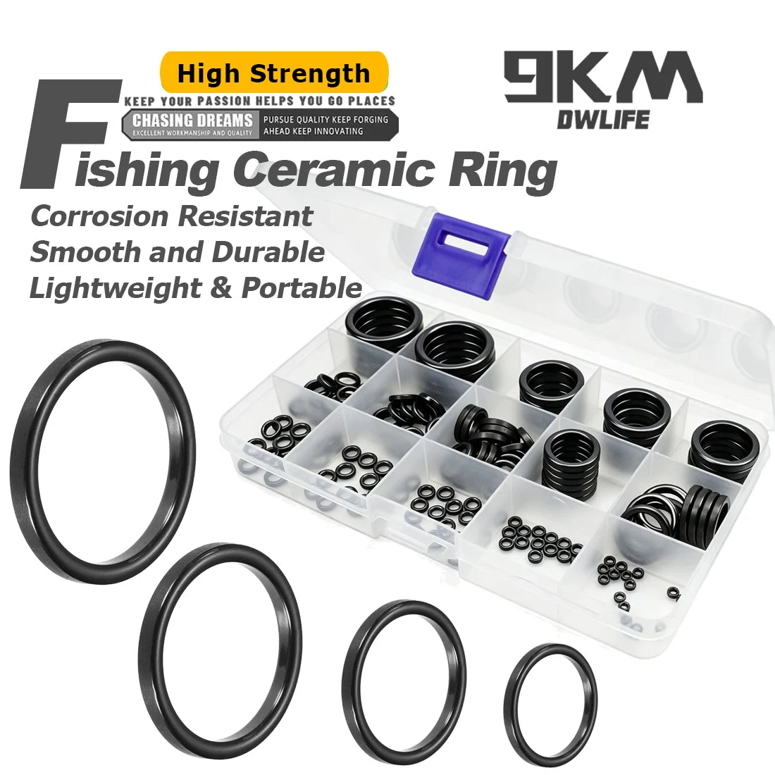 9KM Fishing Rod Eyelet Repair Kit Fishing Rod Rings Repair Kit 48-160pcs Ceramic Rings