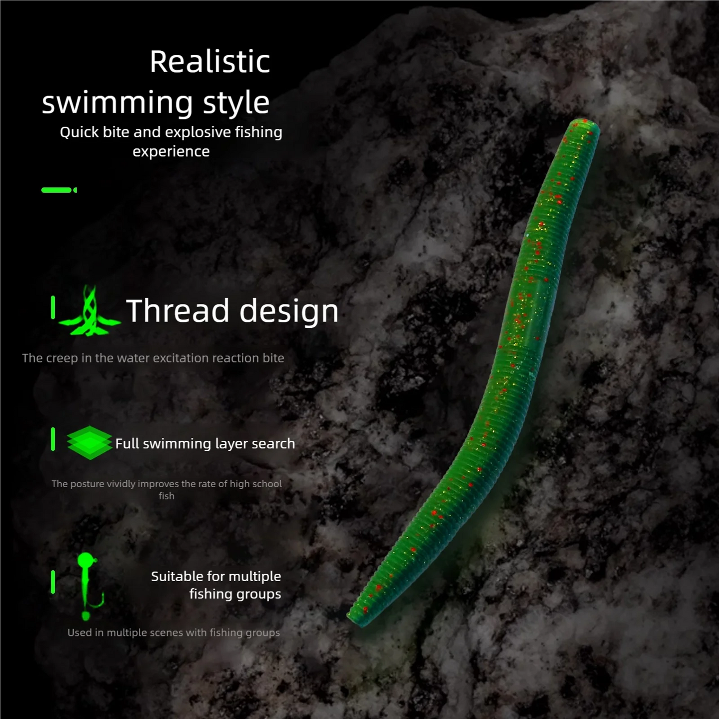 Soft Fishing Worm Lures for Bass Plastic Worm Stick Baits