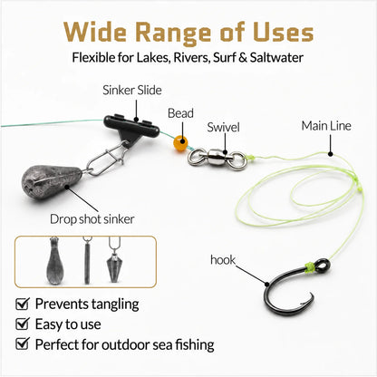 9KM Fishing Sinker Slide 25-100pcs Clip-On Sinker Slide with Duo-Lock Snap Weight Sinker Connector