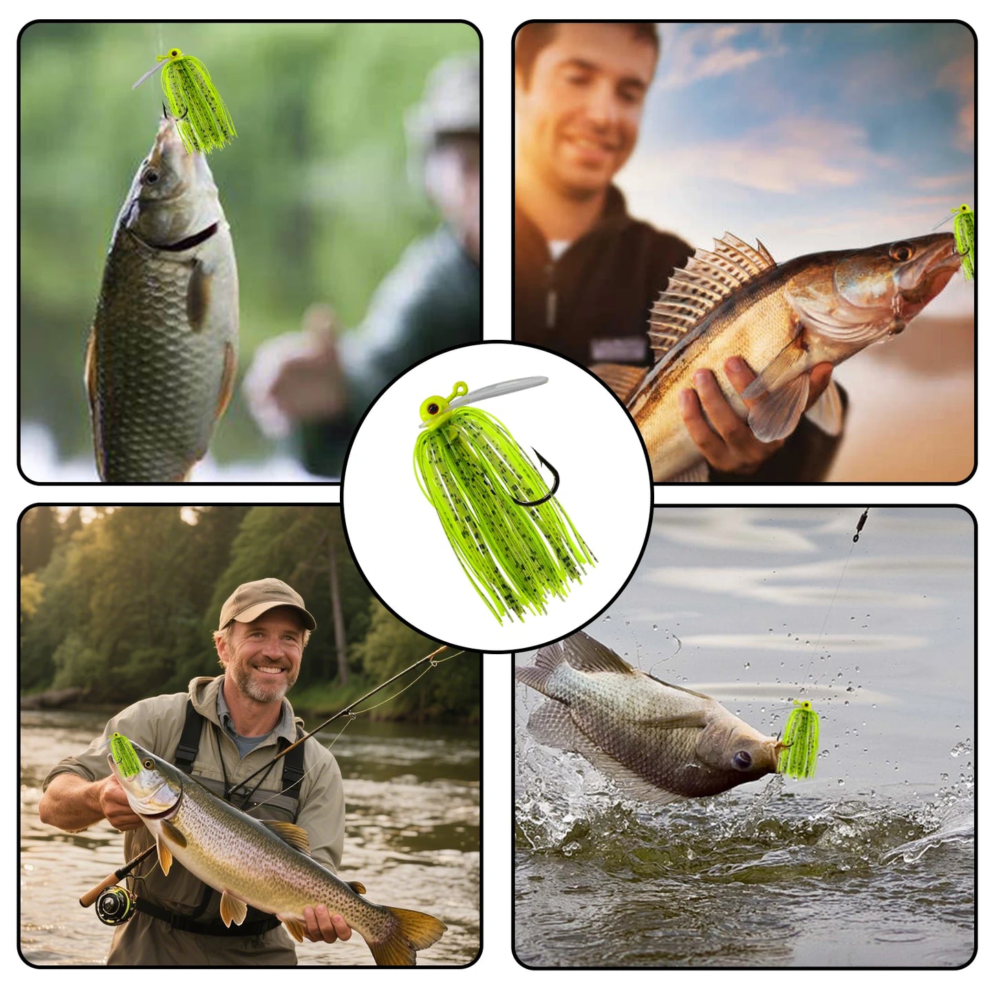 Chatterbait Jig Lure Rubber Jig Lure with PVC Blade