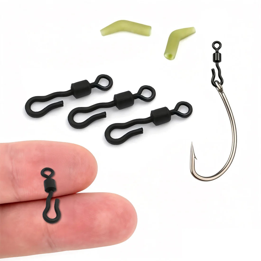50-100pcs Extended Wavy American Snap Swivel Matte Black Bearing Rolling Connector