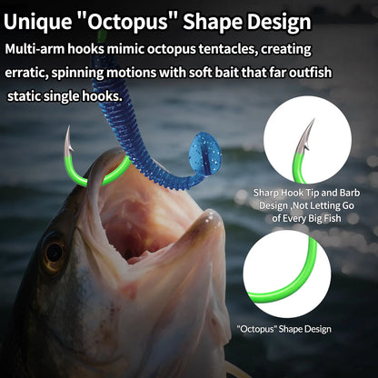 9KM Fishing Octopus Hook 25-100pcs Luminous Fishing Hook Offset Heavy Duty Live Bait Hook