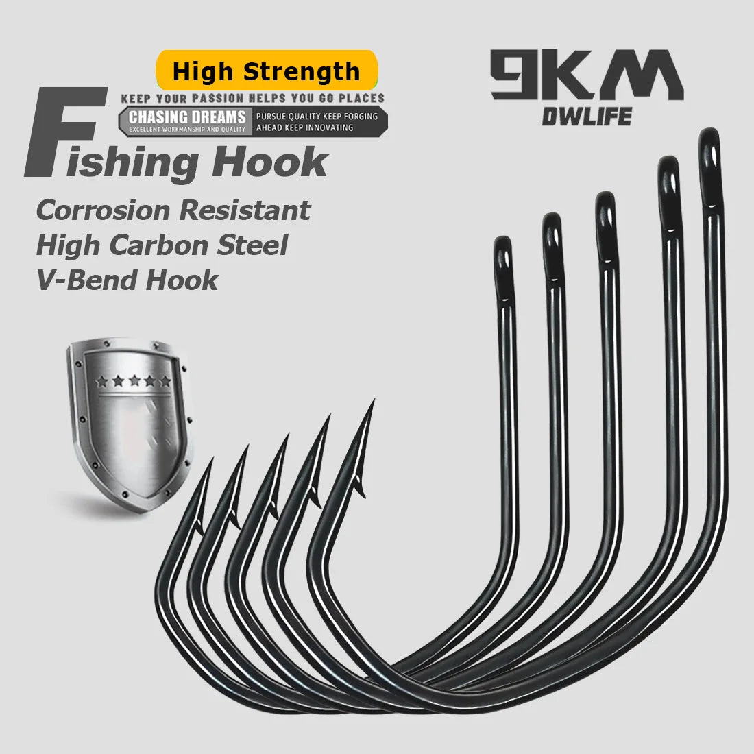 9KM Weedless Drop Shot Hooks 50-200pcs V-Bend Wide Gap Wacky Worm Rig Hooks Bass