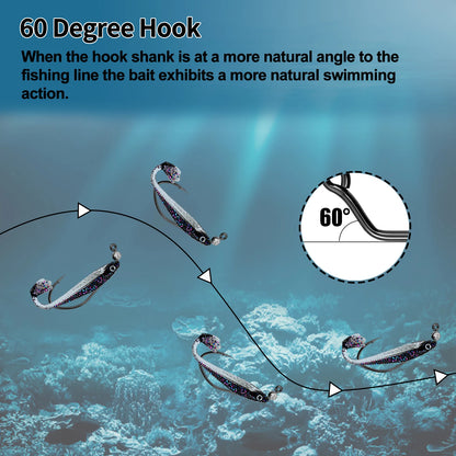 60-Degree Aberdeen Jig Hooks Long Shank Fishing Hooks for Crappie Panfish Swimbait