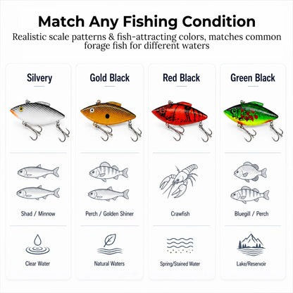 9KM Lipless Crankbait Fishing Lures 3pcs Rattle Baits with High Vibration Action Loud Sound Sinking Hard Baits
