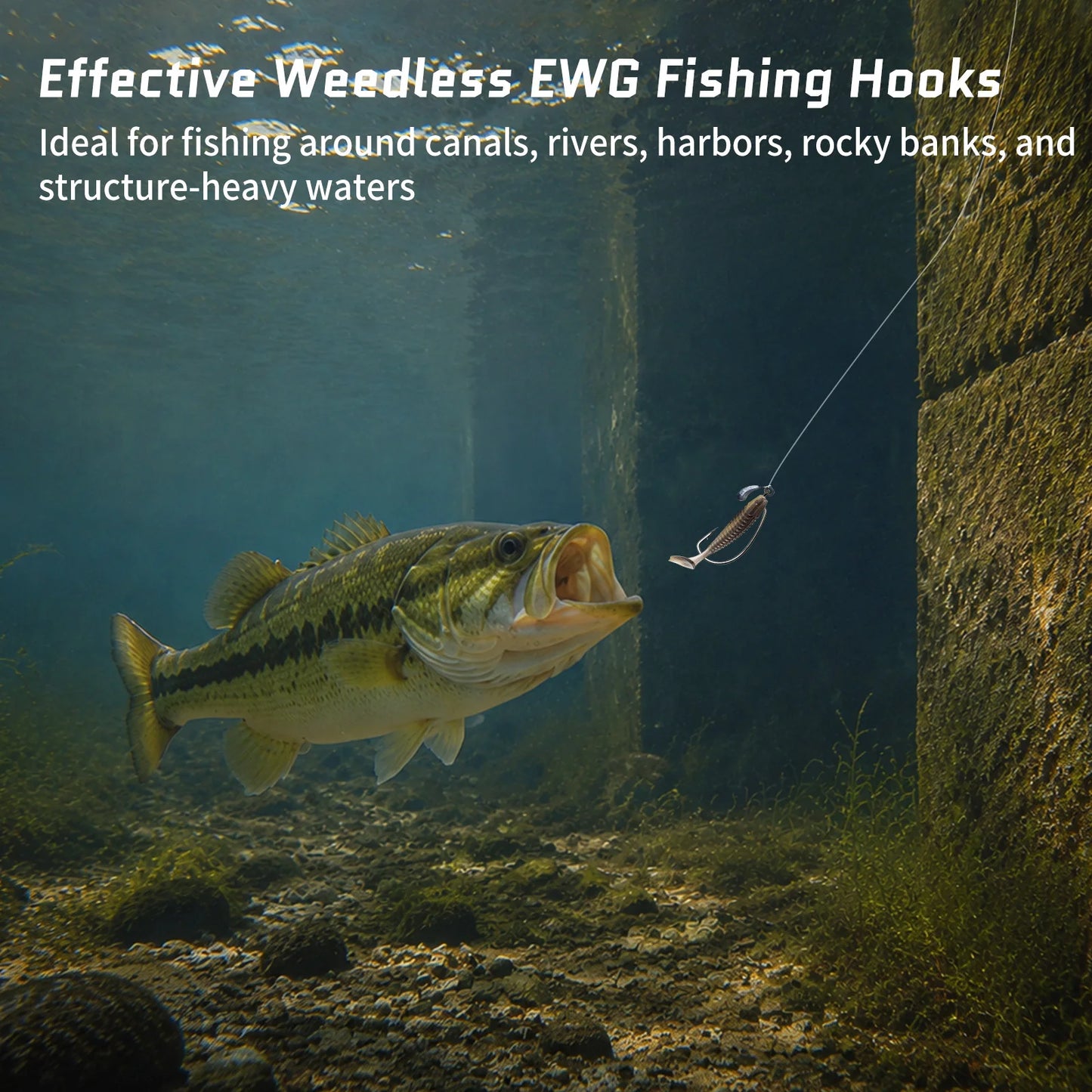 9KM Ringed EWG Worm Hook 25pcs Soft Worm Hook for Zander Bass Fishing Soft Plastic Lure Hook for Texas Rig Free Rig