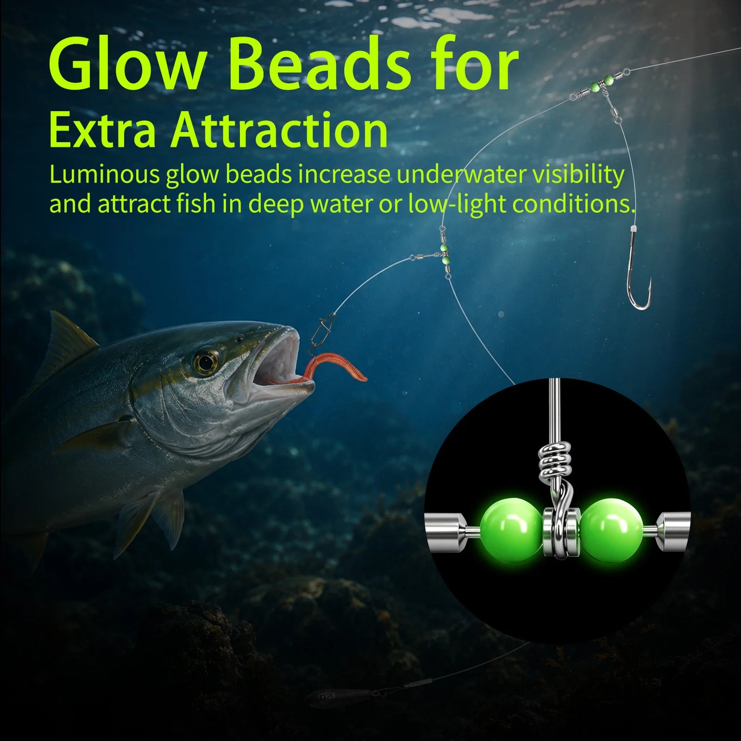 3 Way Swivel with Luminous Beads T-Shape Swivel Stainless Steel Heavy Duty Swivel