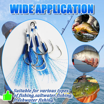 Fishing Assist Hook Solid Ring  Heavy Duty Jig Head Double Hook