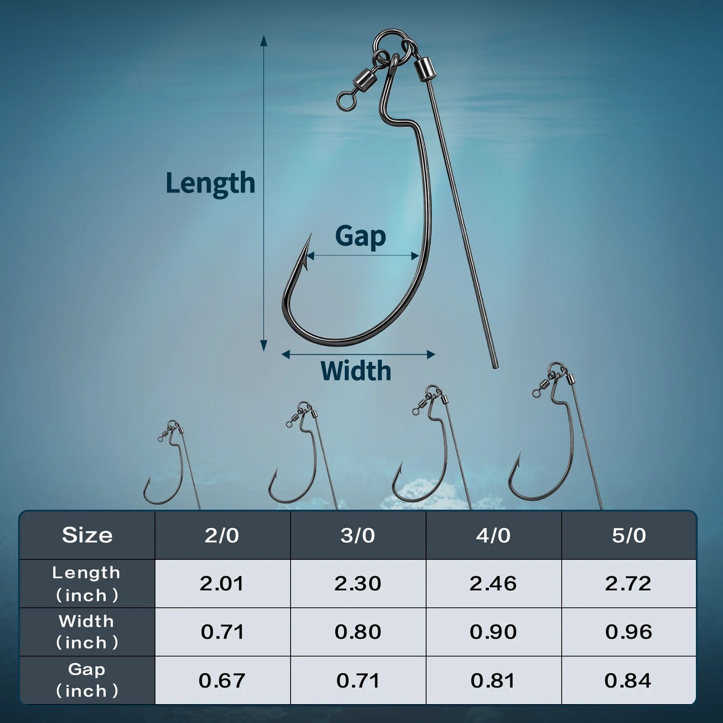 9KM Tokyo Rig 10pcs Fishing Hooks Weedless Bass Rig for Soft Plastic Worm Craw Swimbait