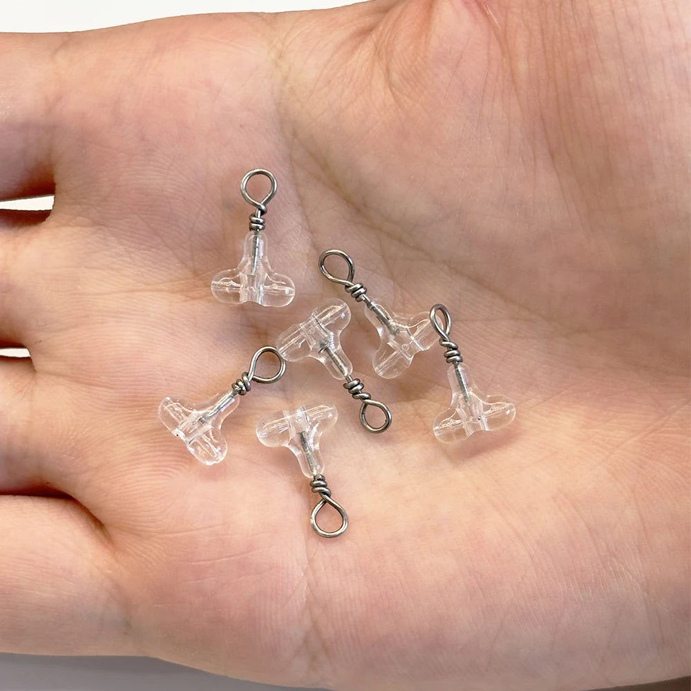 T Shape Fishing Cross Beads with Snap 15pcs