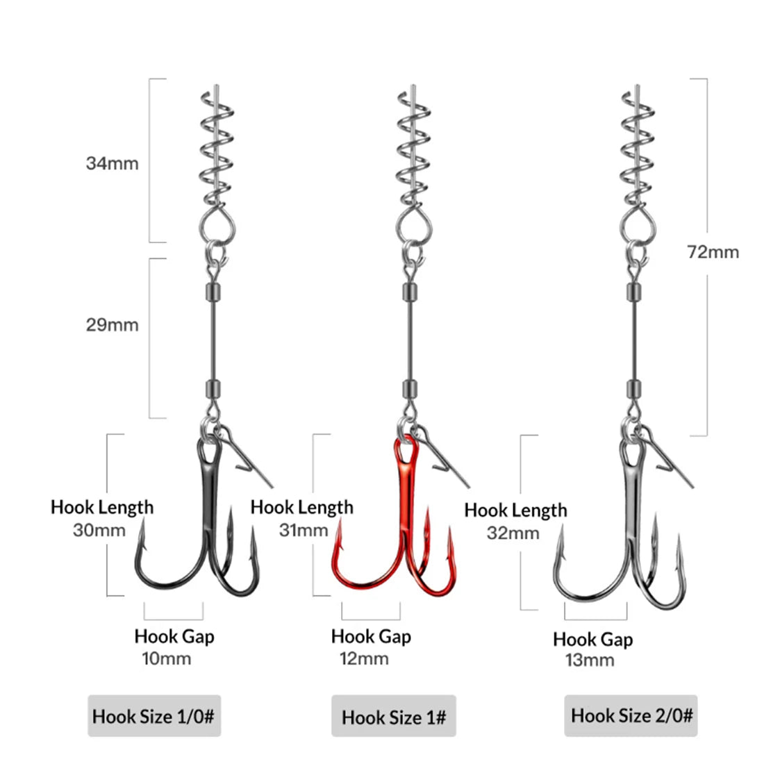 Fishing Treble Hook Rig Set 3pcs Stainless Steel Fishing Rig