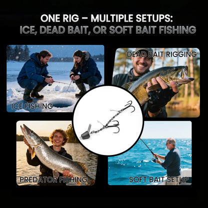 9KM Fishing Stinger Rig Treble Hook with Sinker Weight for Soft Bait Fishing Rig with Spring