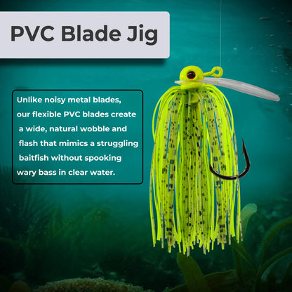 Chatterbait Jig Lure Rubber Jig Lure with PVC Blade