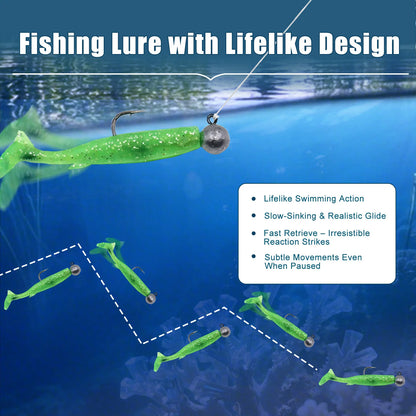 Soft Fishing Lure 5pcs/Set for Bass Fishing Paddle Tail Swim Baits Double Hooks Catfish Bait T-Tail Lures
