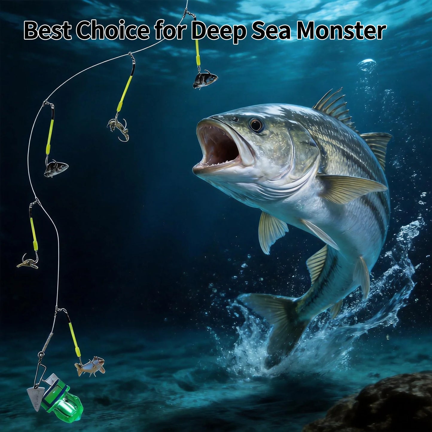 Deep Drop Snapper Rig Pre-Rigged Rigs Snapper Bottom Rig with Glow Tubes Circle Hook