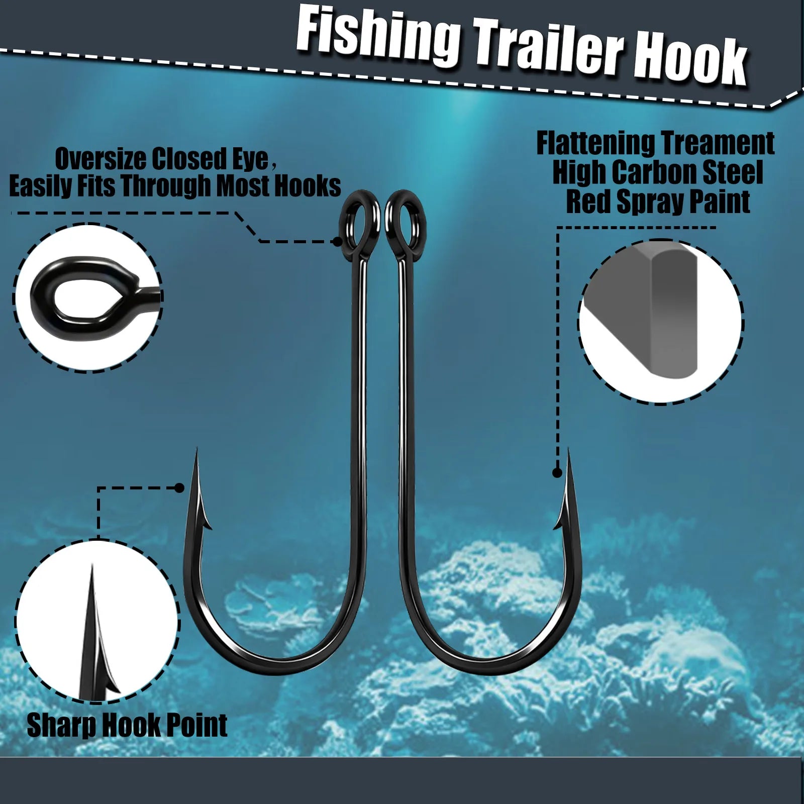 Fishing Trailer Hook 50-200pcs Fishing Hook for Short Strikes Pair with Spinnerbait Buzzbait Jig Head