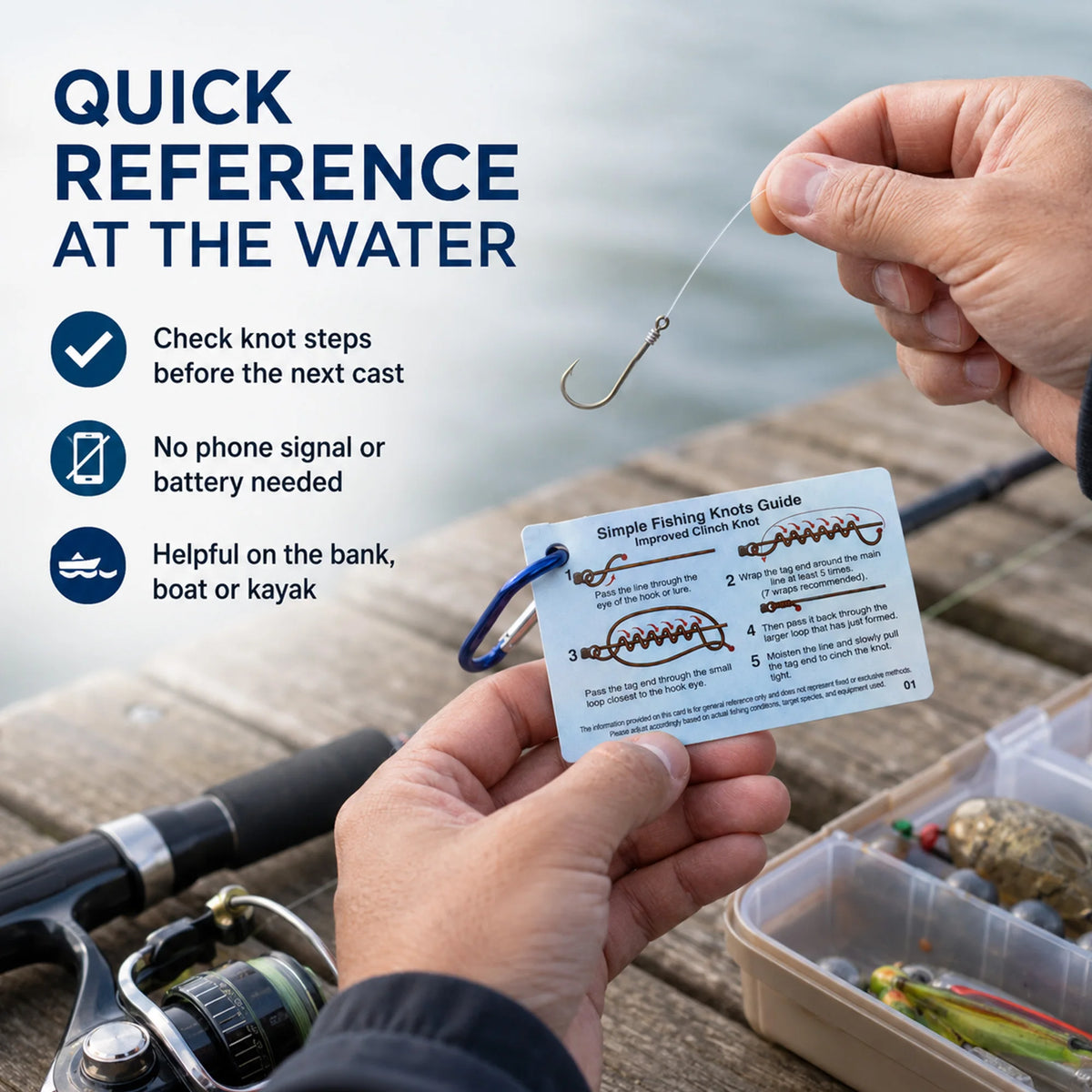 9KM Waterproof Knot Cards Fishing Knot Tying Instructions Card Portable Knot Book