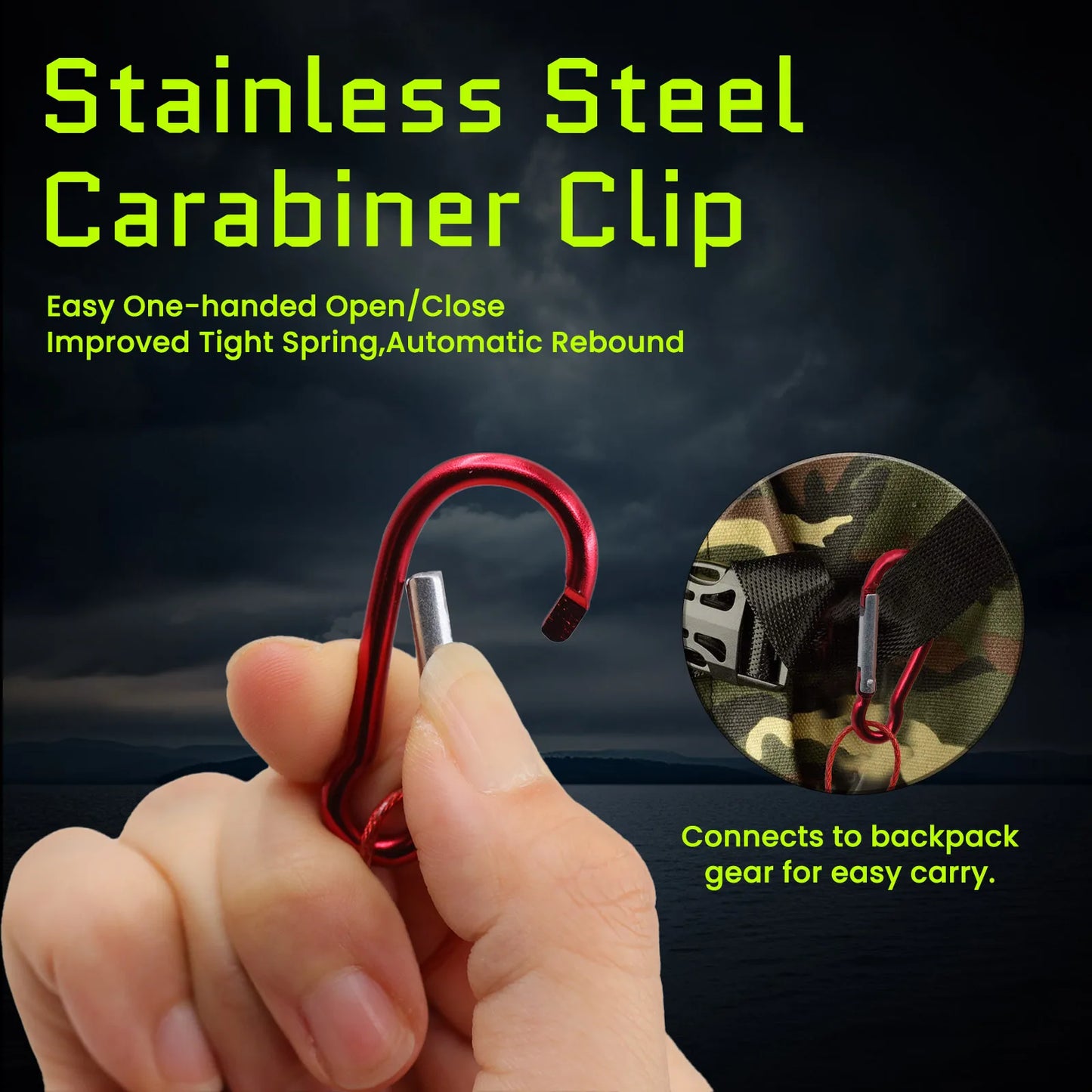 5 Clips Fishing Stringer Stainless Steel Fish Lock Red Rope Holder