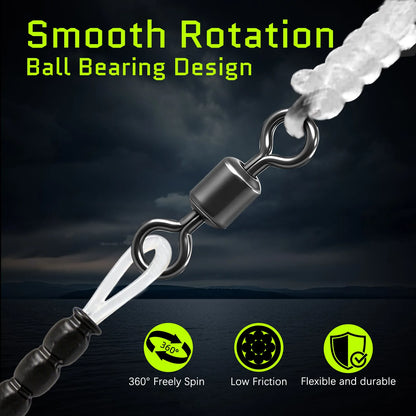 9KM Fluorocarbon Fishing Leader Set with Rolling Snap Swivels