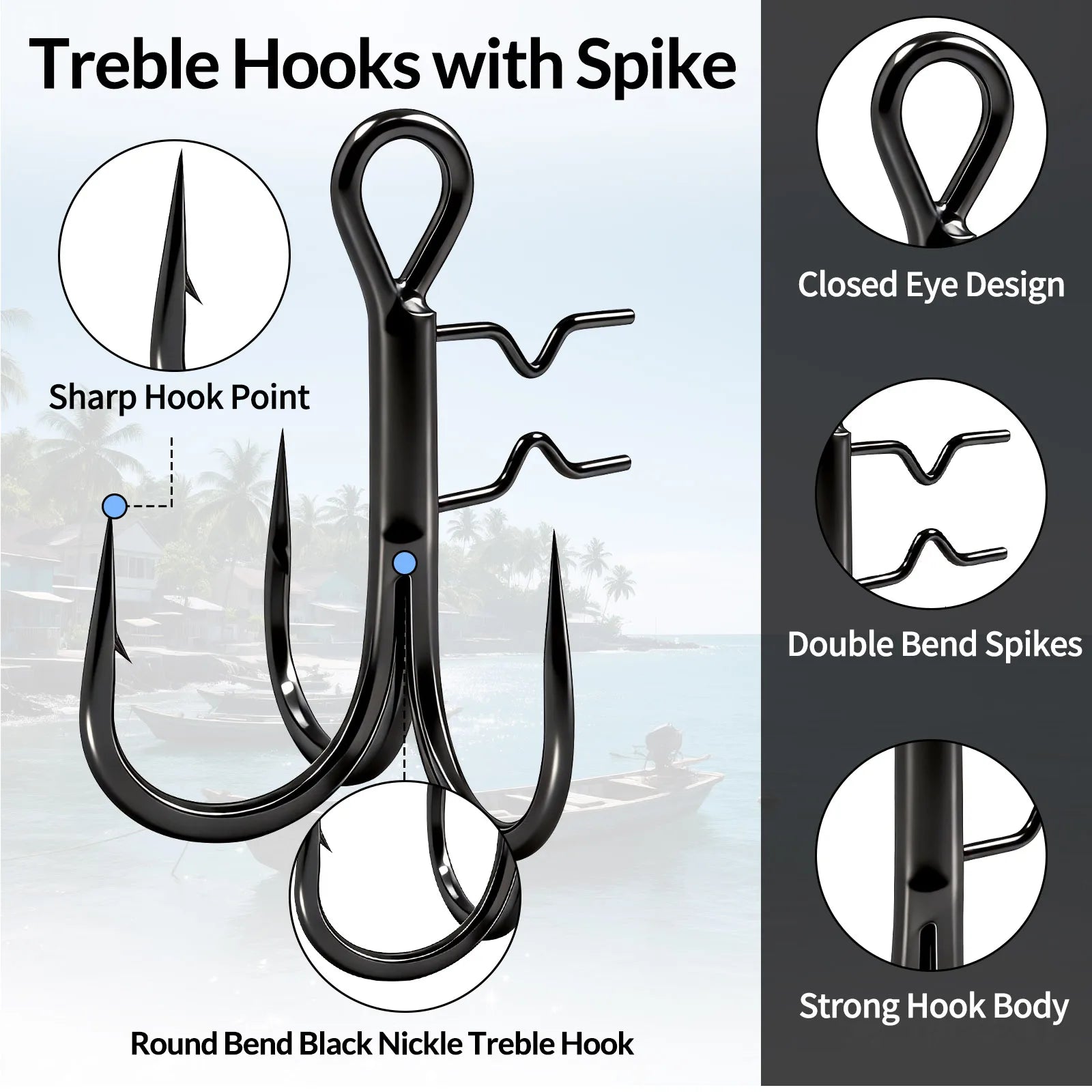 Fishing Treble Hook with Baitholder Spike For Soft Swimbait 5pcs Soft Lure Replacement Hook