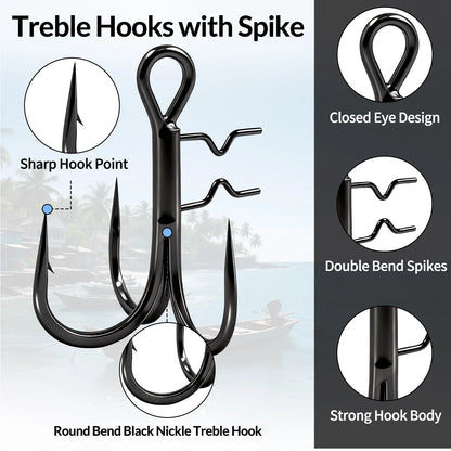 Fishing Treble Hook with Baitholder Spike For Soft Swimbait 5pcs Soft Lure Replacement Hook