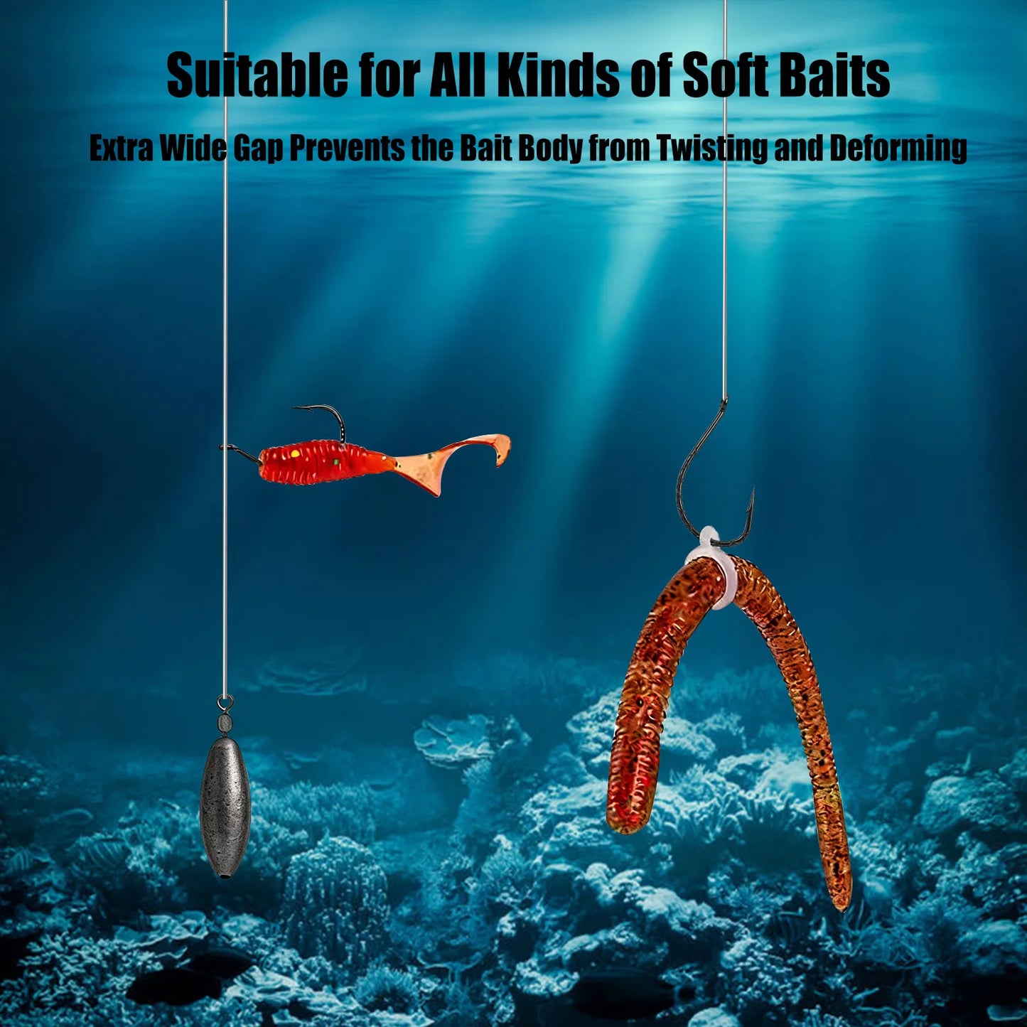 Drop Shot Hook 50-200pcs Fishing Hook for Drop Shot/ Wacky Rig Lure