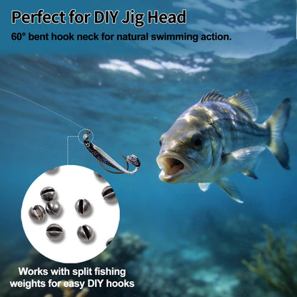 60-Degree Aberdeen Jig Hooks Long Shank Fishing Hooks for Crappie Panfish Swimbait
