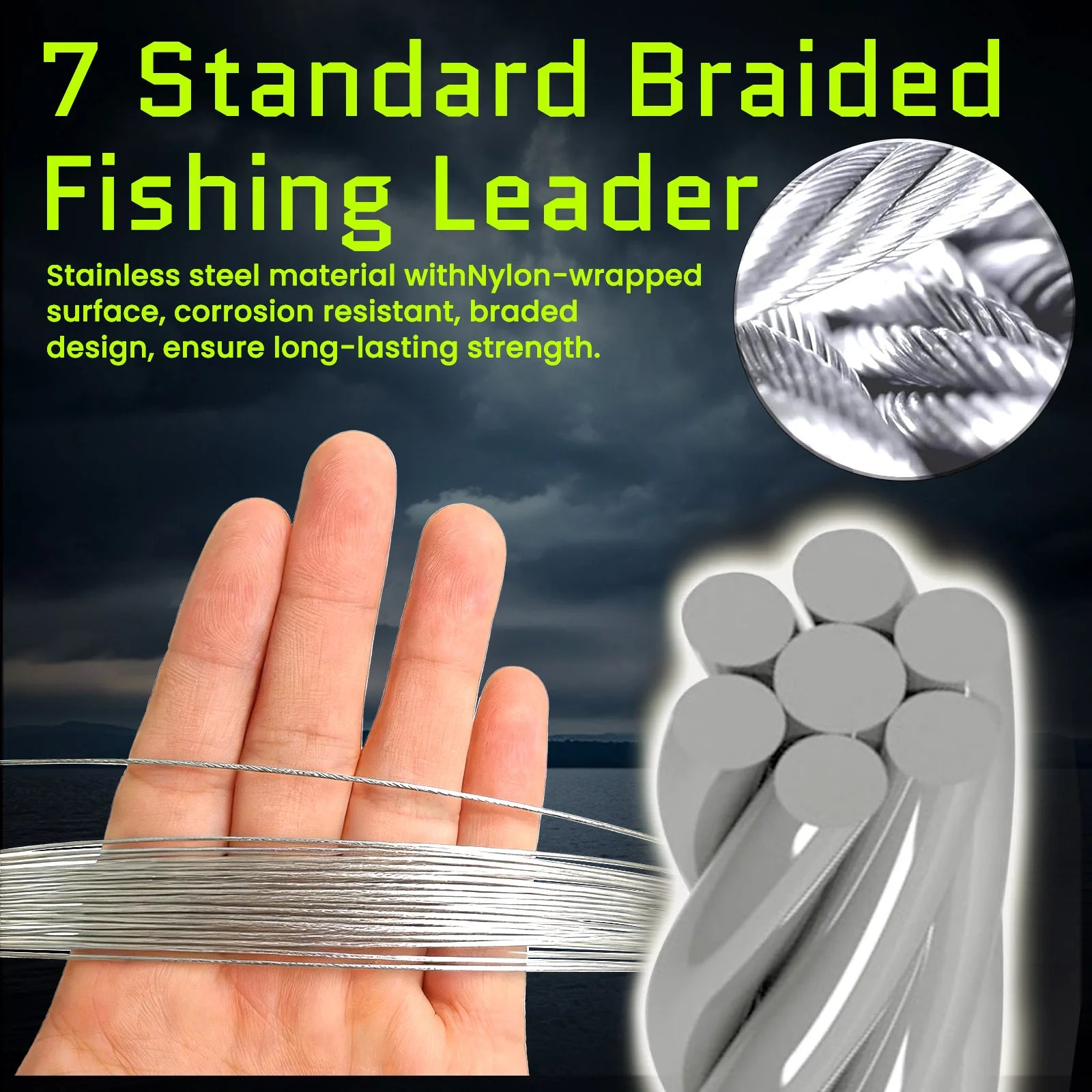 9KM Fishing Wire Leader 10-30pcs Stainless Heavy Duty Wire Leader