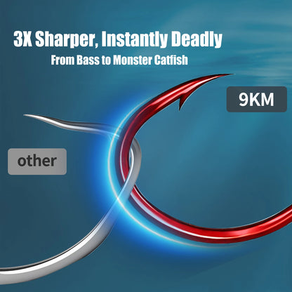 Baitholder Fishing Hooks 50-200pcs Red Double Barbed Long Shank Offset