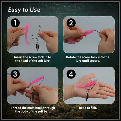 9KM Swimbait Hooks with Willow Blade 10pcs Weedless Twist Lock Bait Stopper Worm Hook