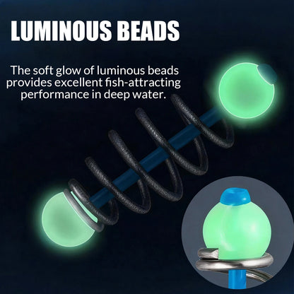 9KM Fishing Sliding Bait Cage Rig 15pcs with Luminous Beads