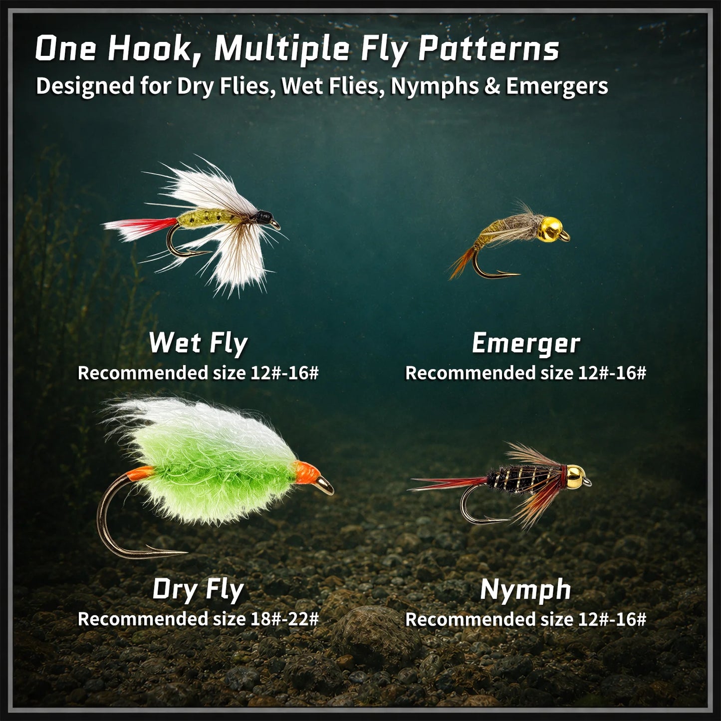 Fly Fishing Hook 25-100pcs Fly Hook for Dry Wet Nymph Streamers Flies Curved Fishing Hook