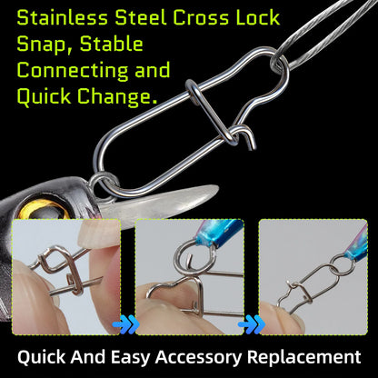 9KM Fishing Wire Leader 10-30pcs Stainless Heavy Duty Wire Leader